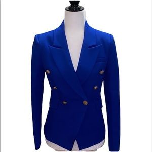 Nwot blue double breasted gold lion button blazer